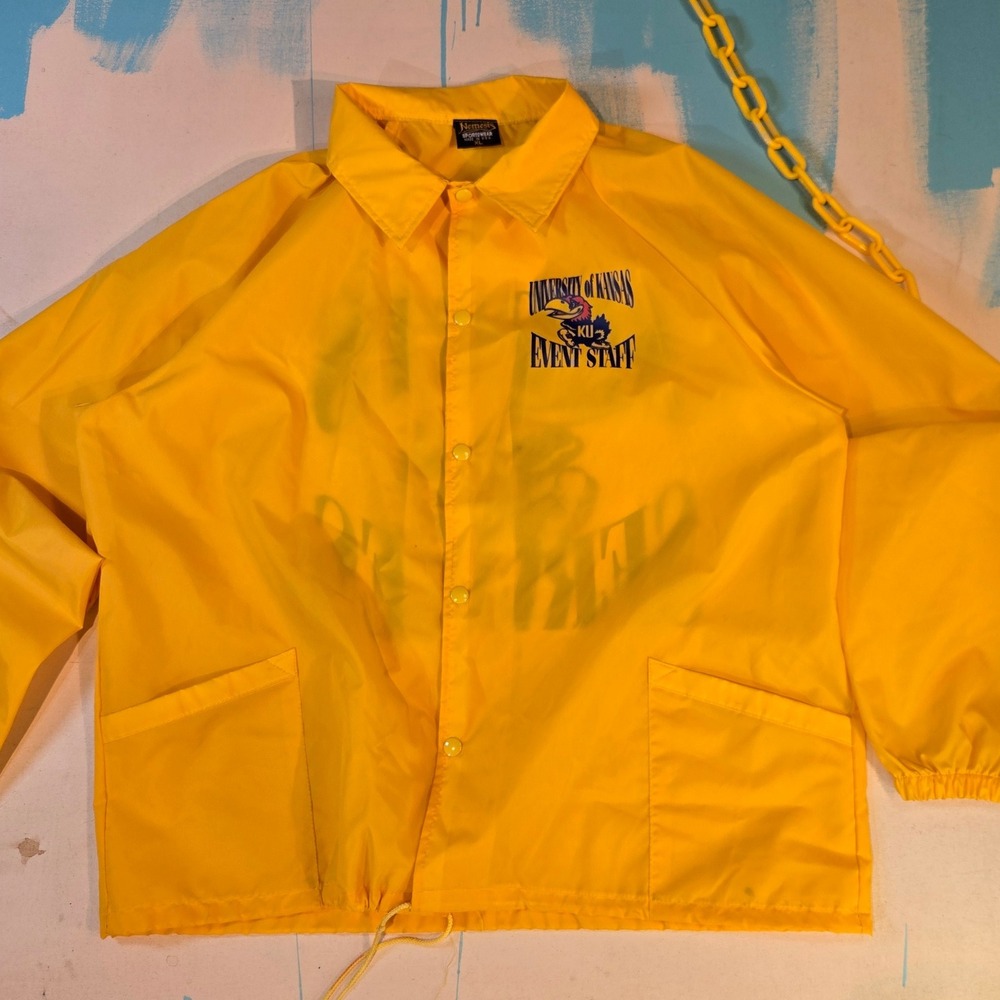 VTG University Kansas Coach Jacket‎ Nemesis 90s Varsity Sports Event Staff Sz XL